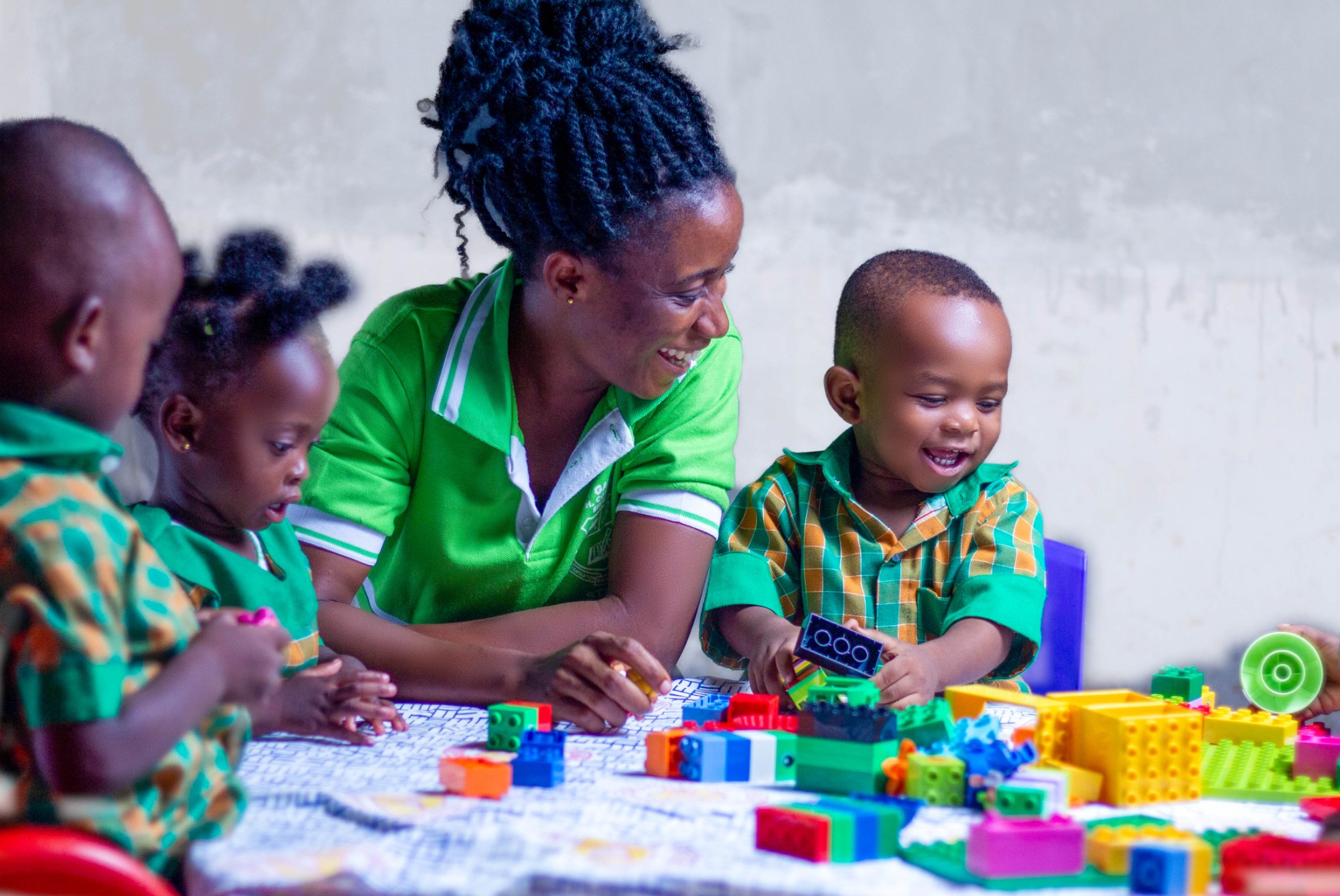 Teacher with students